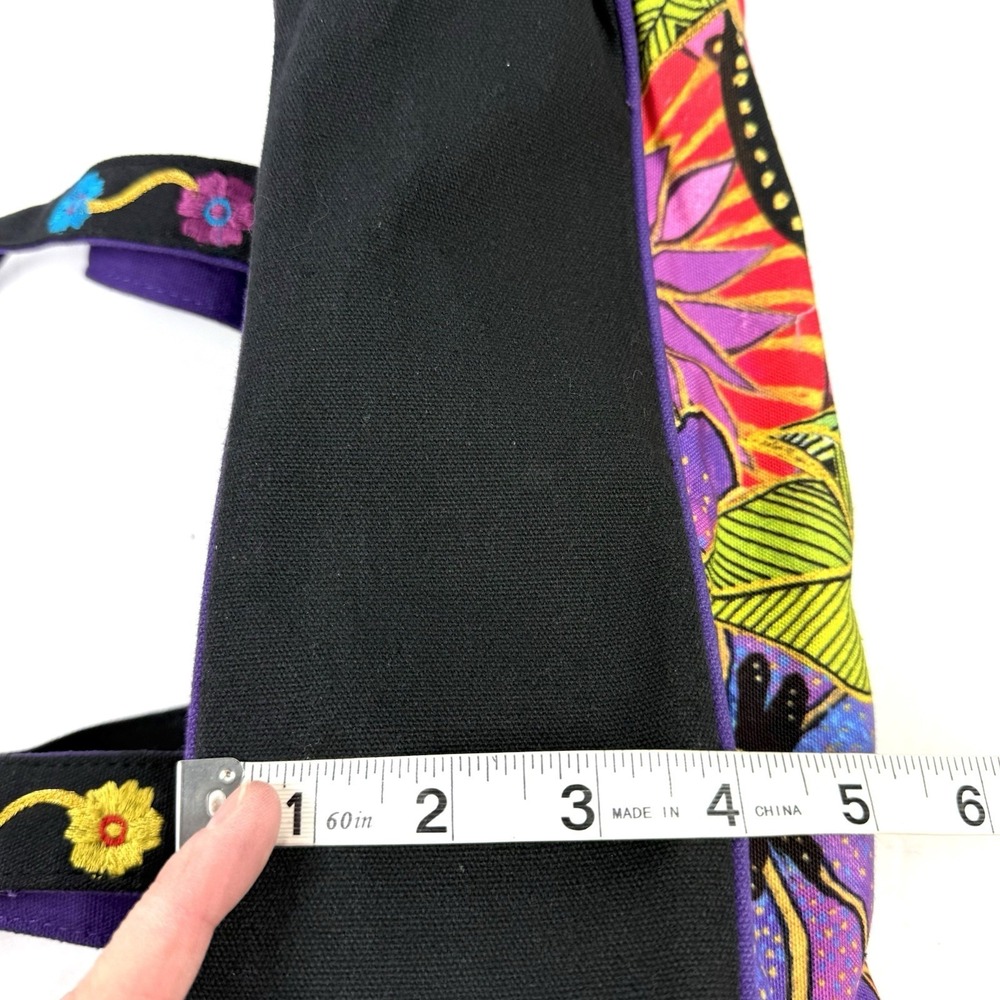Laurel Burch Handbag Floral Canvas Colorful Boho Beaded Travel Shoulder Bag - Picture 15 of 16